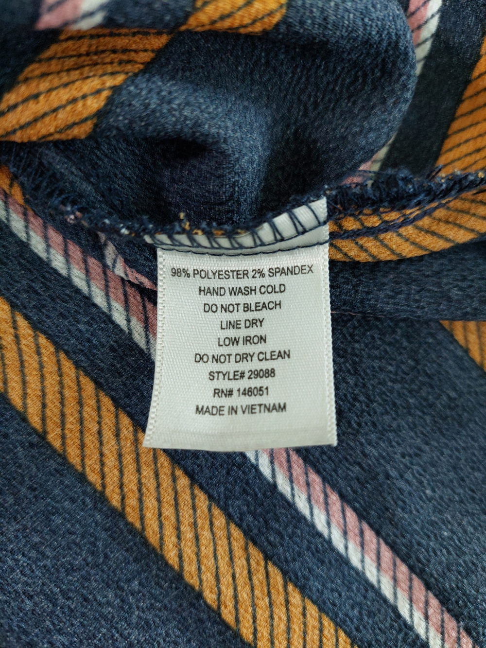 Monteau Los Angeles Striped Peplum Blouse Size L Cap Sleeve V-Neck Navy Yellow - Picture 5 of 6